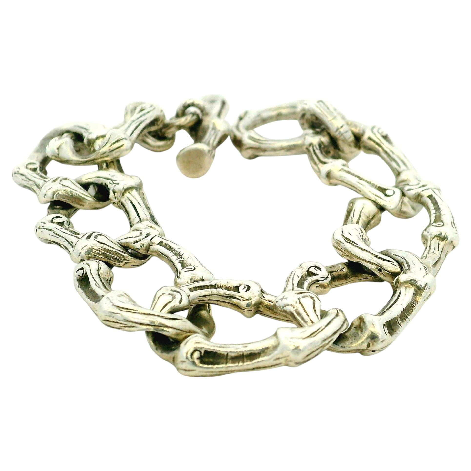 Tiffany and Co. Sterling Silver Bamboo Heavy Link Bracelet at