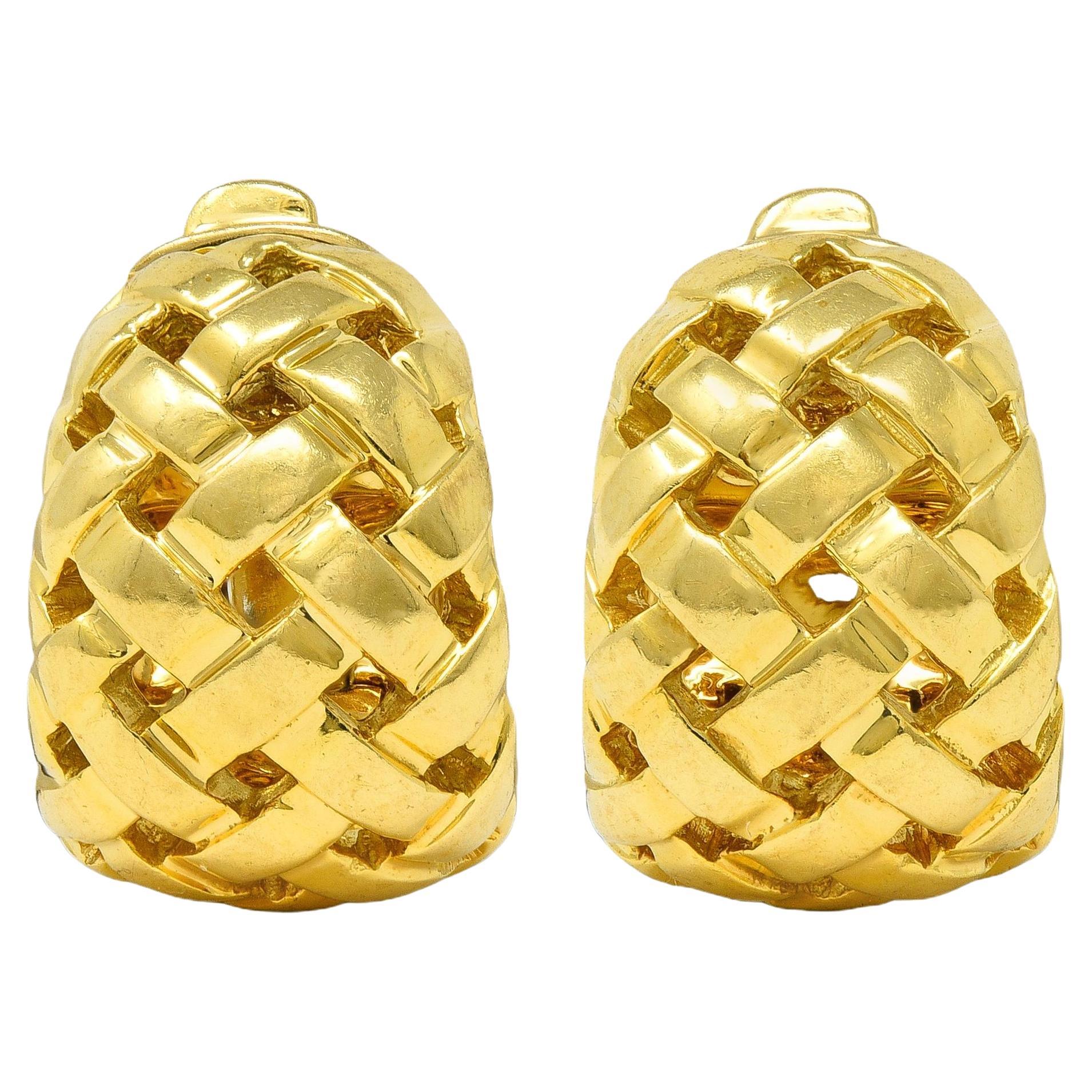 Tiffany 
Co. 1997 Or jaune 18 carats Vintage Vannerie J-Hoop Earrings