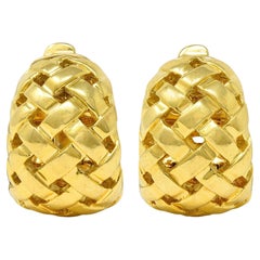 Tiffany 
Co. 1997 Or jaune 18 carats Vintage Vannerie J-Hoop Earrings