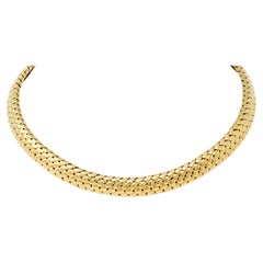Tiffany & Co. 1997 18 Karat Yellow Gold Vintage Woven Vannerie Collar Necklace