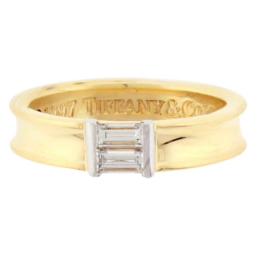 Tiffany & Co. 1997 Baguette Diamond Gold Band Ring