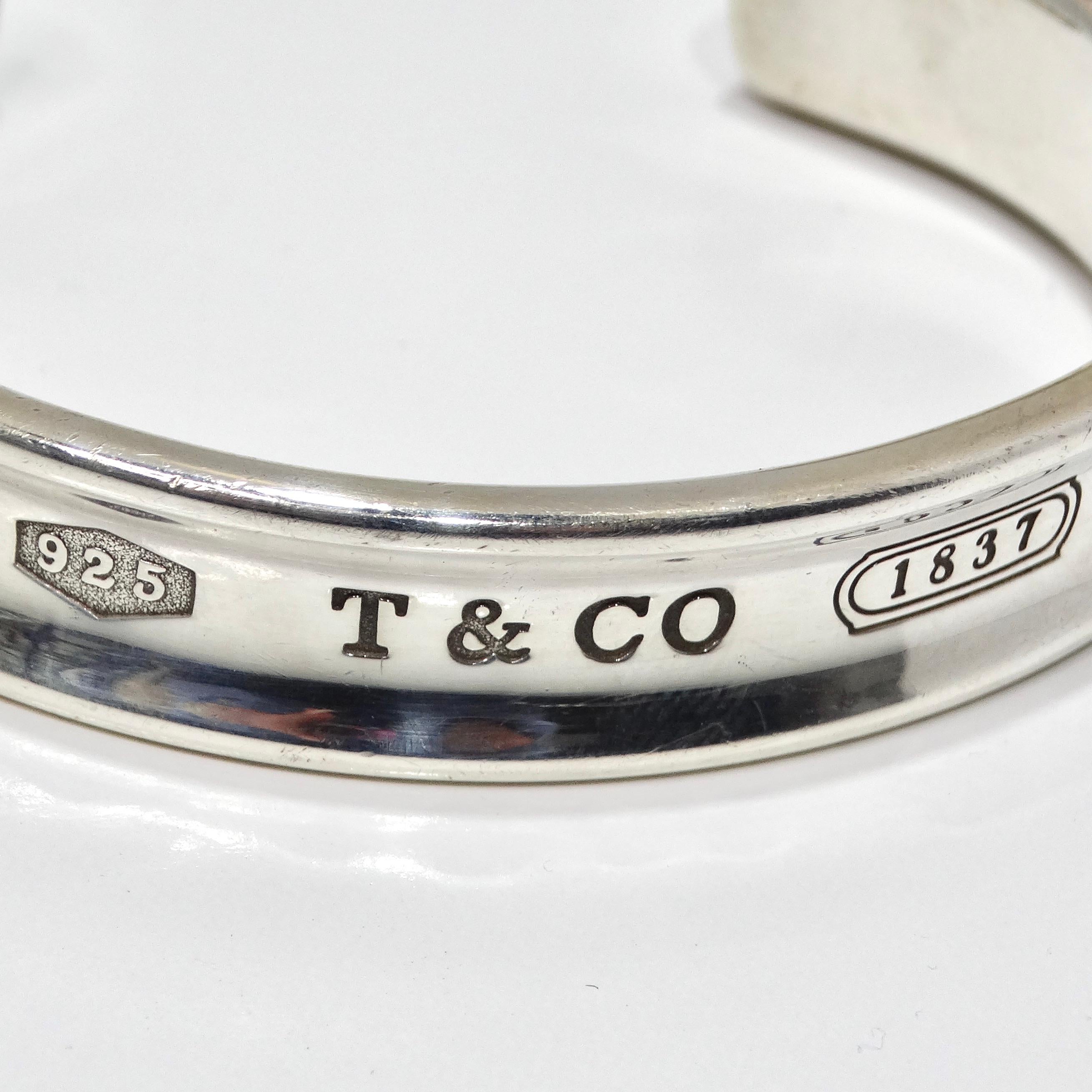 Women's or Men's Tiffany & Co 1997 Silver 1925 Engraved Cuff Bracelet For Sale