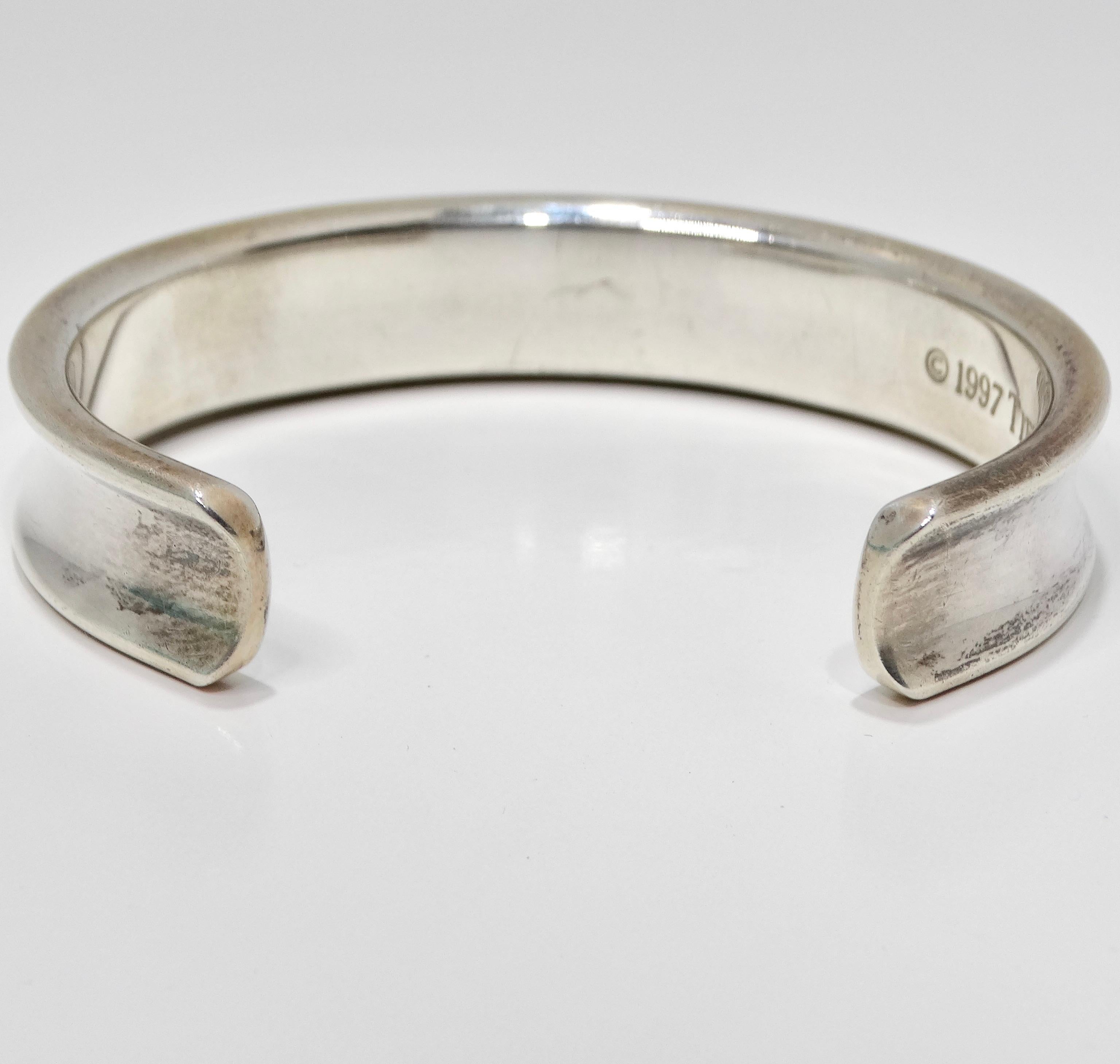Tiffany & Co 1997 Silver 1925 Engraved Cuff Bracelet For Sale 2