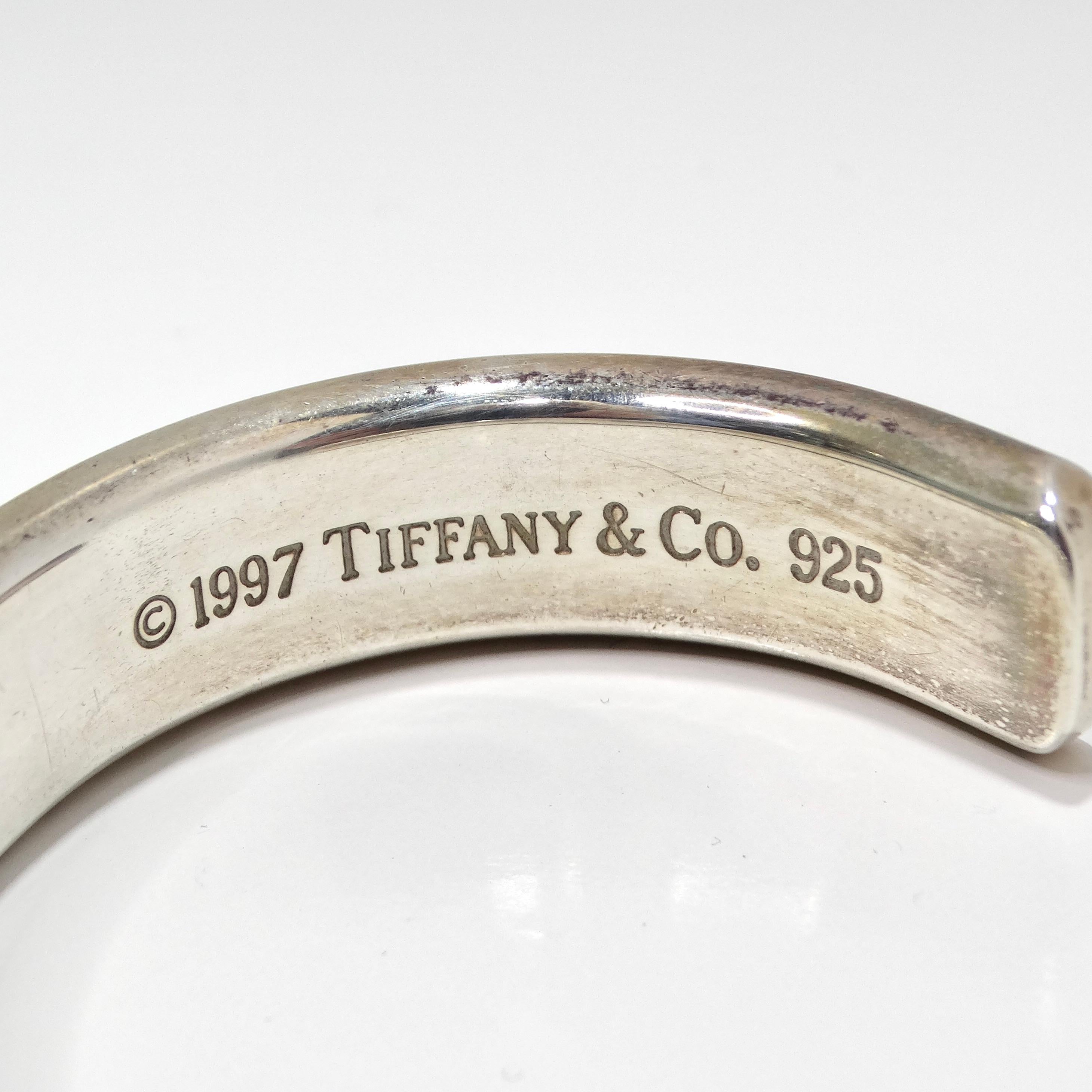 Tiffany & Co 1997 Silver 1925 Engraved Cuff Bracelet For Sale 1