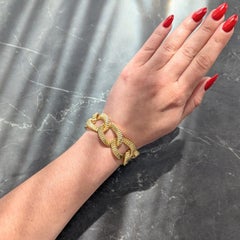 Tiffany & Co. 1998 18 Karat Yellow Gold Vintage Ridged Cordis Curb Link Bracelet