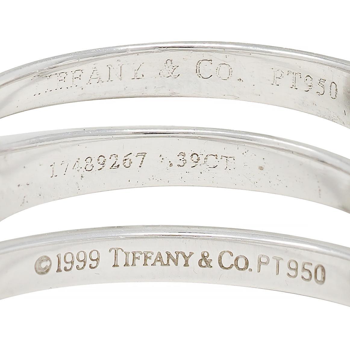 Tiffany & Co. 1999 0.39 CTW Diamond Platinum Vintage Engagement Ring & Band Set 10