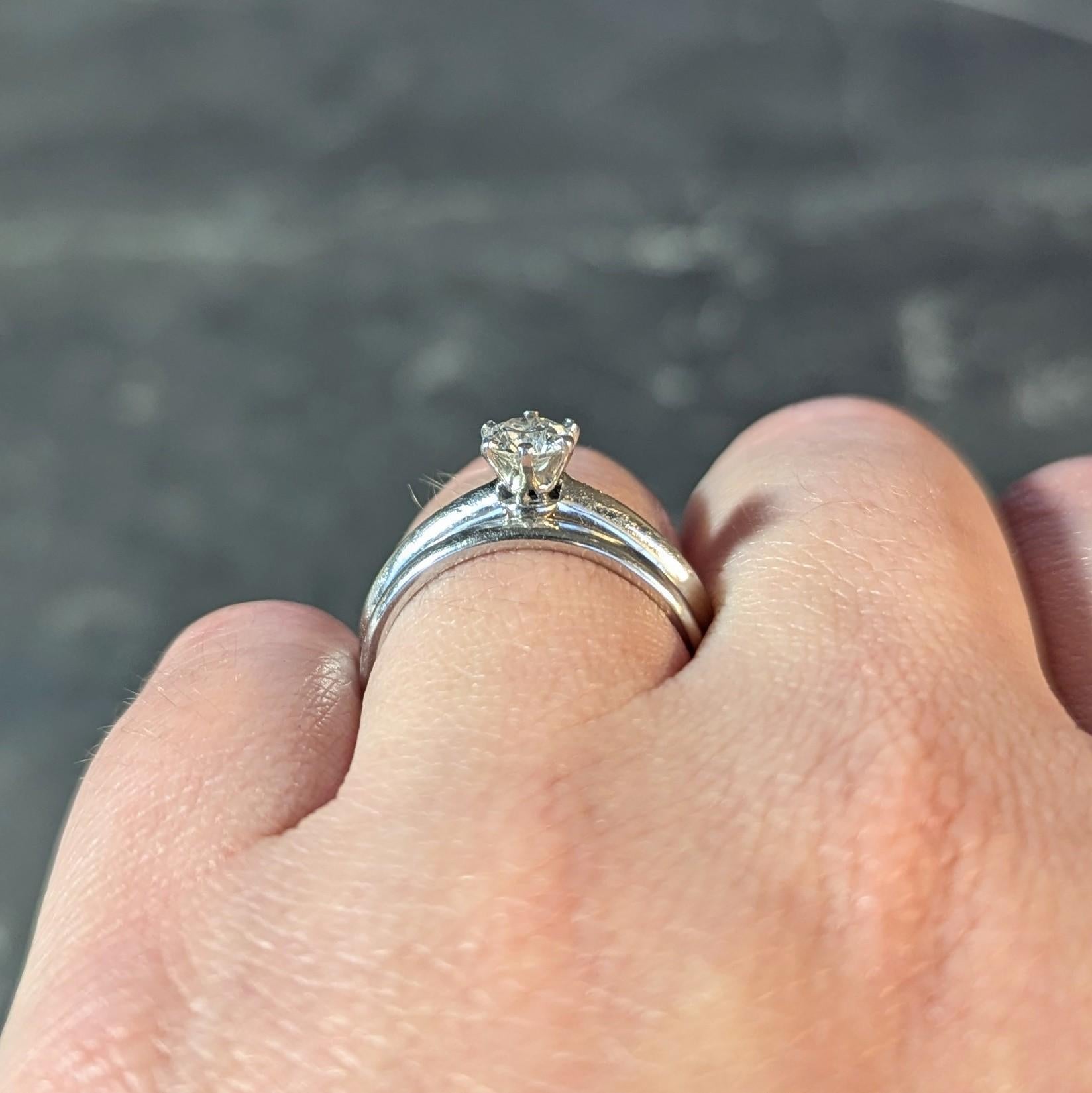 Tiffany & Co. 1999 0.39 CTW Diamond Platinum Vintage Engagement Ring & Band Set 13