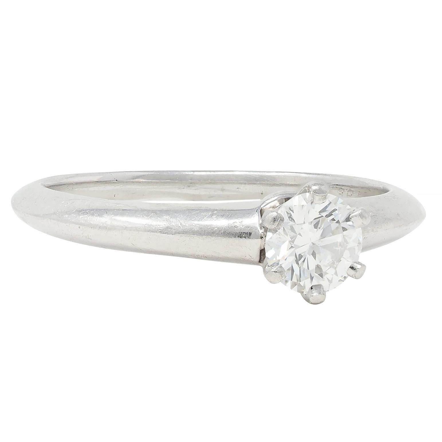 Women's or Men's Tiffany & Co. 1999 0.39 CTW Diamond Platinum Vintage Engagement Ring & Band Set