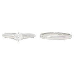 Tiffany & Co. 1999 0.39 CTW Diamond Platinum Vintage Engagement Ring & Band Set