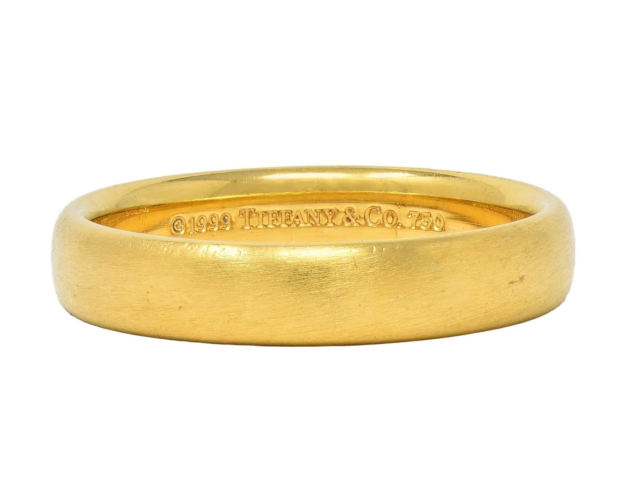 Tiffany & Co. 1999 Anillo de boda para hombre en oro amarillo de 18 quilates cepillado vintage para siempre en venta 2