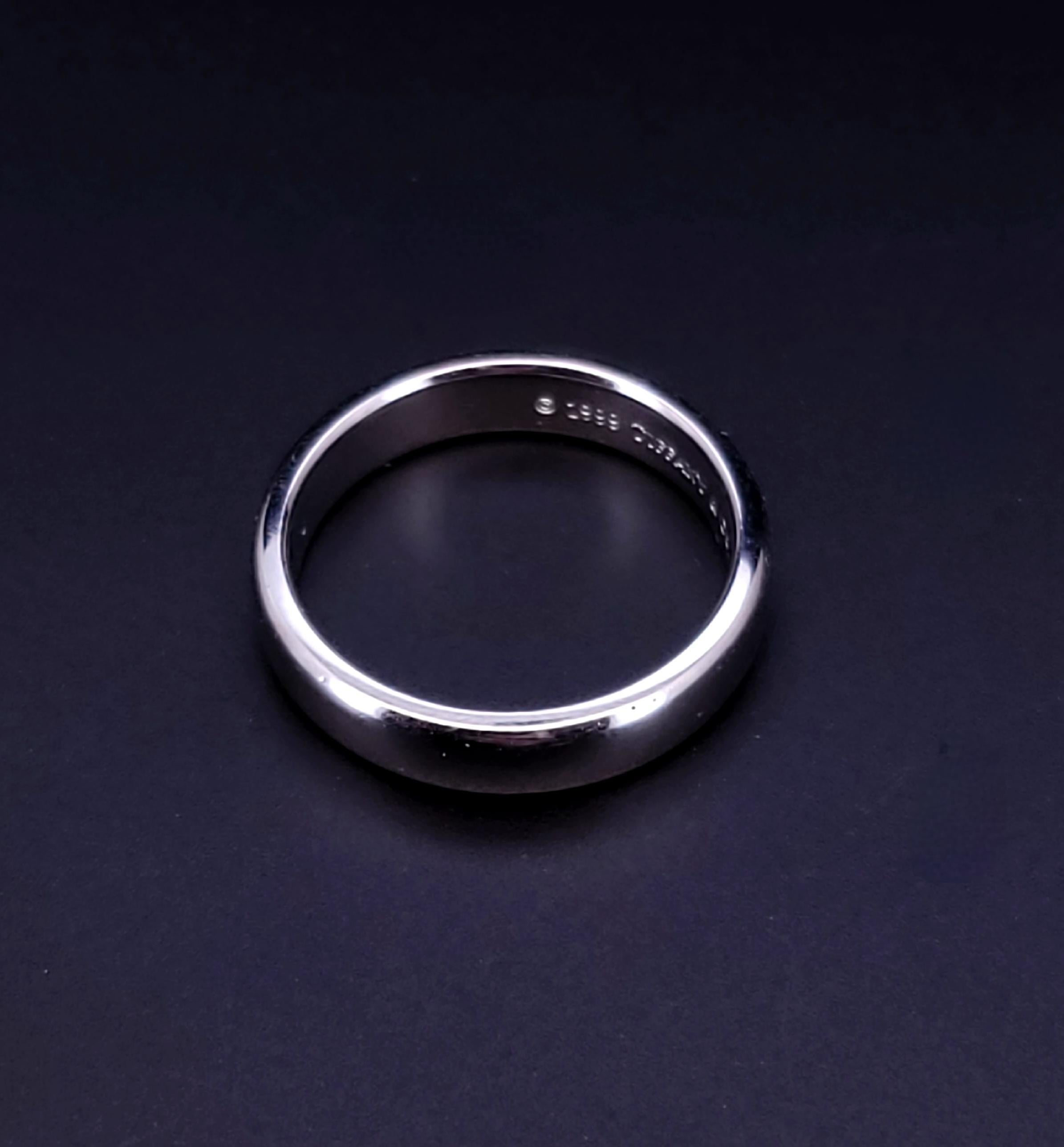 TIFFANY & Co. 1999 Forever 950 Platinum 4.5mm Wedding Band Size 8 For Sale 1