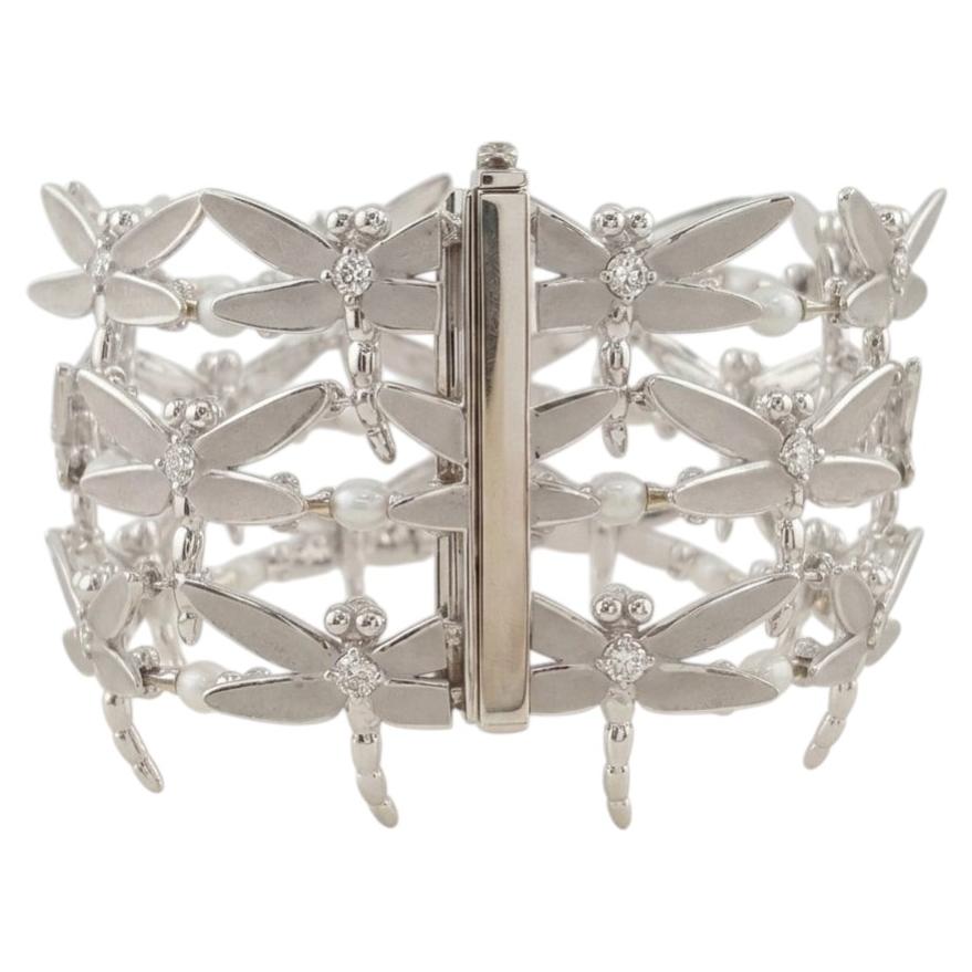 Tiffany & Co. 2 Carat Diamond and Pearl Dragonfly Charm Bracelet