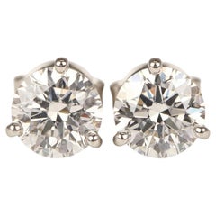 Tiffany & Co. 2 Carat Diamond Platinum Three-Prong Stud Earrings