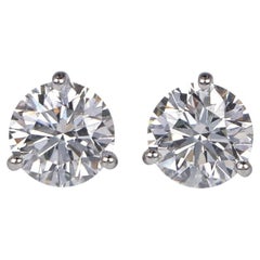 Tiffany & Co. 2 Carat Diamond Three-Prong Platinum Stud Earrings