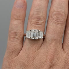 Tiffany & Co. 2 Carat Emerald Cut Diamond Three-Stone Engagement Ring