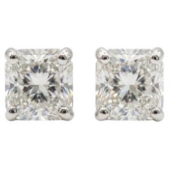 Tiffany & Co. 2 Carat Lucida Cut Diamond Platinum Stud Earrings