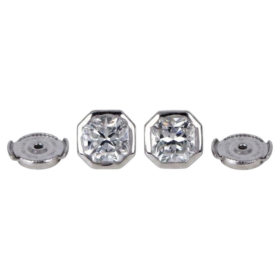 Tiffany & Co. 2 Carat Lucida Diamond Platinum Bezel Stud Earrings