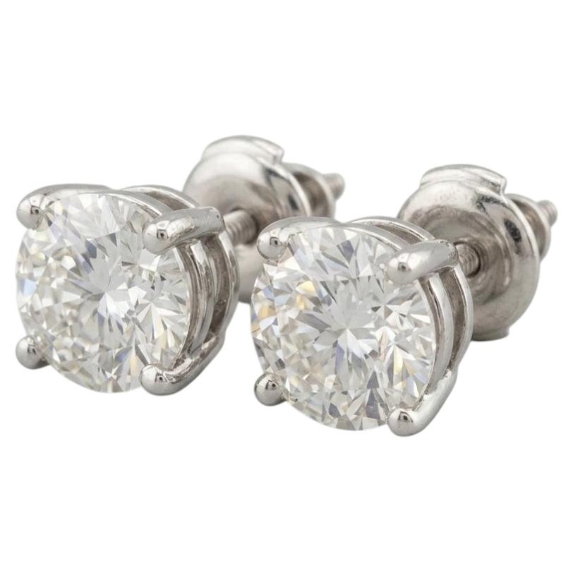Tiffany & Co. 2 Carat Round Brilliant Diamond Stud Earrings in Platinum