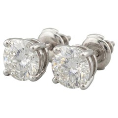 Tiffany & Co. 2 Carat Round Brilliant Diamond Stud Earrings in Platinum