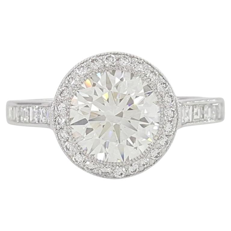 Tiffany & Co. Solitär-Ring, 2 Karat Soleste, runder Diamant im Brillantschliff