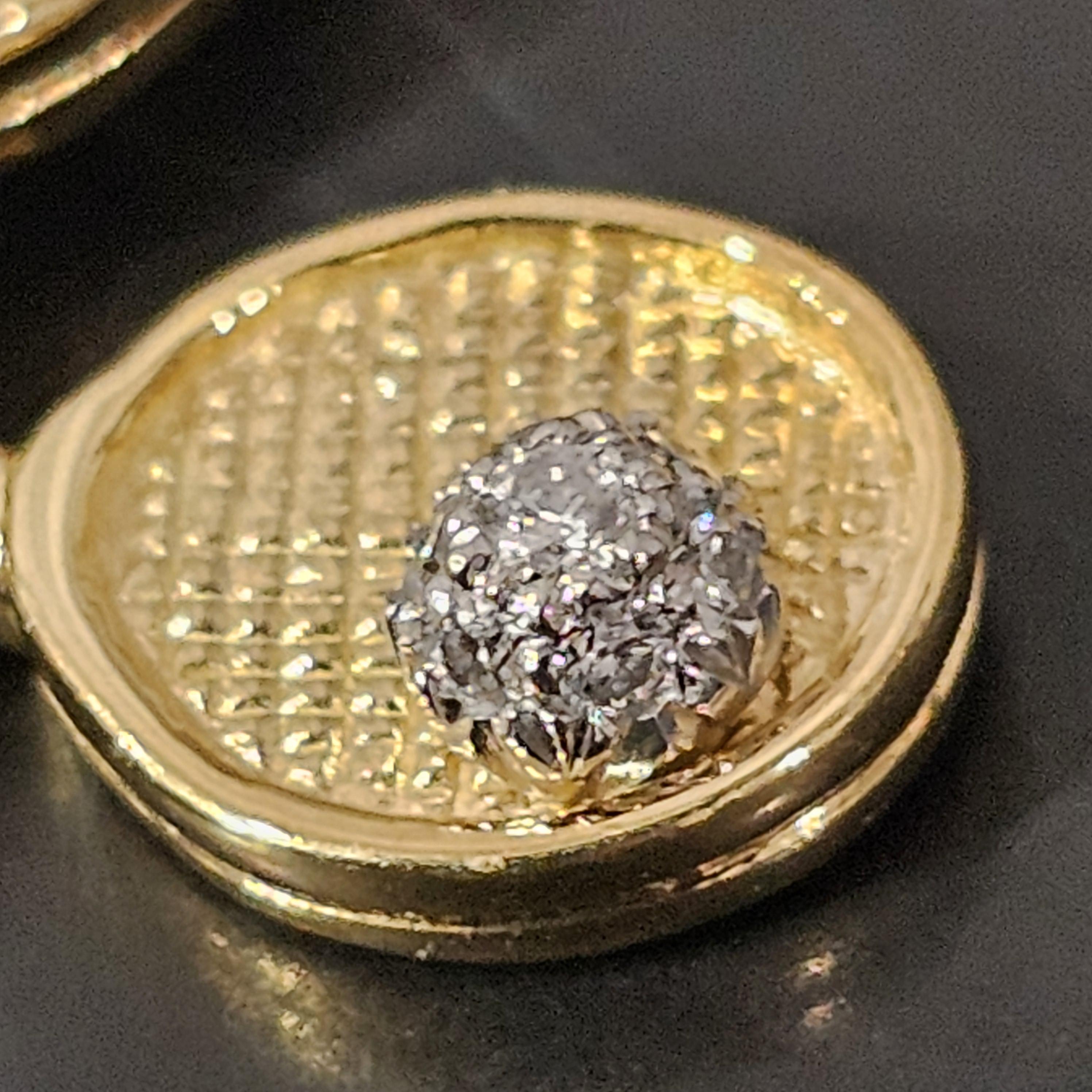 Tiffany & Co. 2 Double Tennis Racket Diamond Ball Charm Pendant 18k Yellow Gold 2