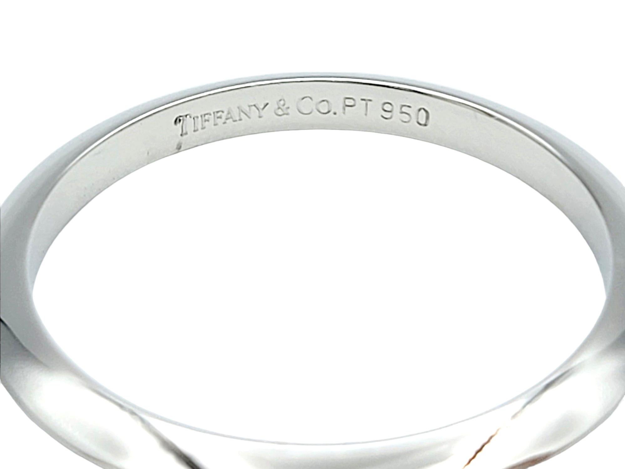 Contemporary Tiffany & Co. 2 mm Knife Edge Style Wedding Band Ring in Polished Platinum For Sale