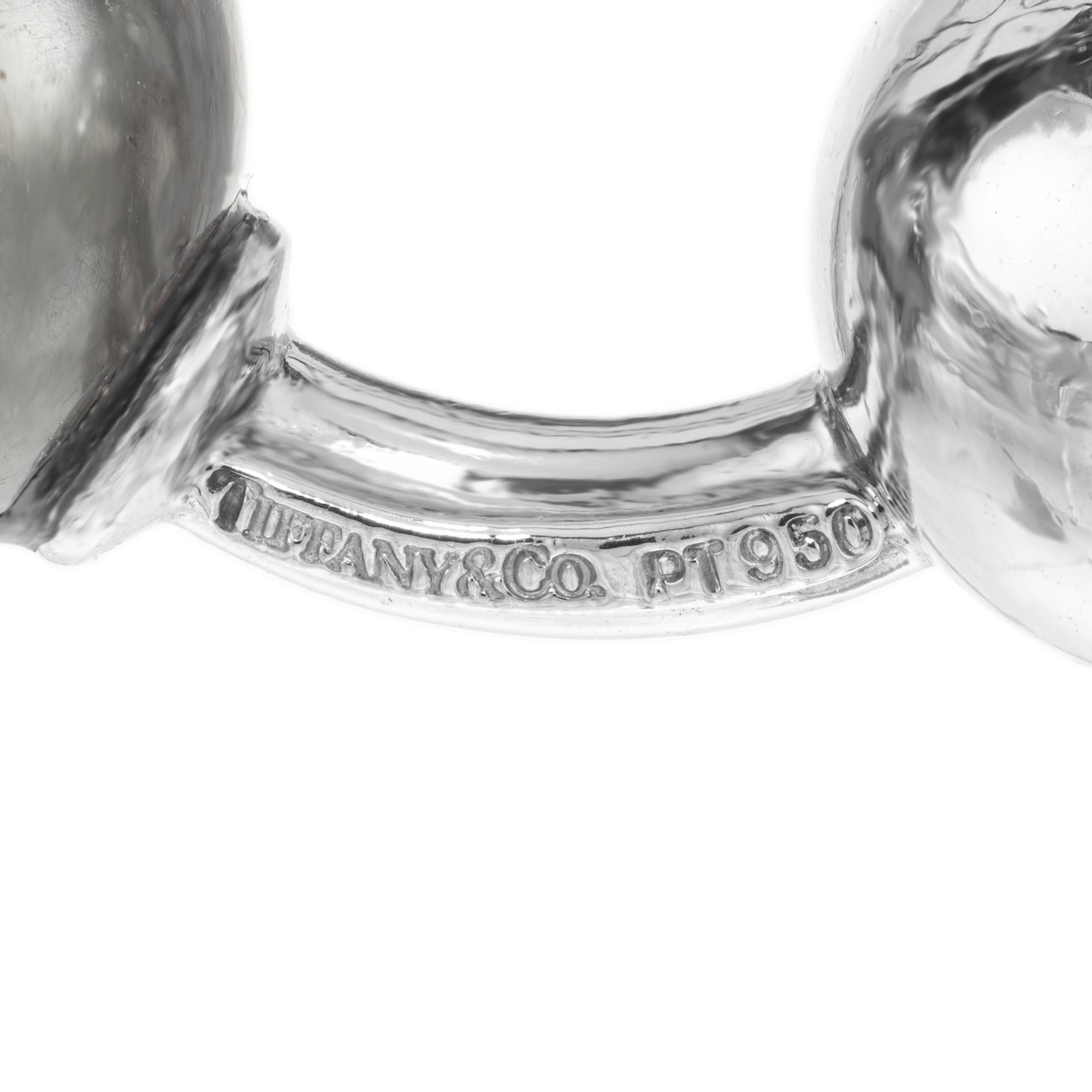 Round Cut Tiffany & Co .20 Carat Diamond Black Pearl Platinum Barbell Cufflinks For Sale