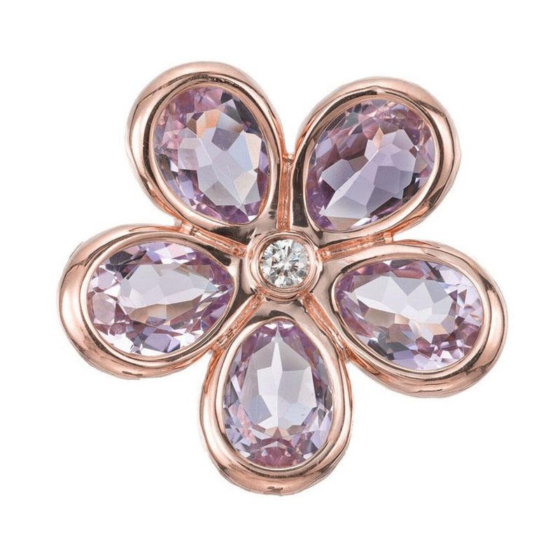 Tiffany & Co. 18k rose gold sparkler flower cocktail ring with lavender color pear shaped amethyst petals and a round brilliant cut center diamond. 

5 pear shaped pale purple amethyst, approx 2.00cts 
1 round brilliant cut diamond F-G VS, approx.