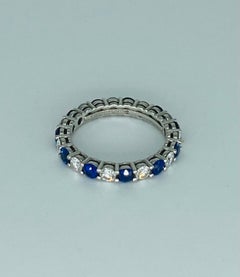 Tiffany & Co. 2.00 Carat Diamonds and Blue Sapphire Eternity Ring Platinum 950