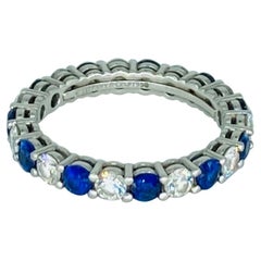 Vintage Tiffany & Co. 2.00 Carat Diamonds and Blue Sapphire Eternity Ring Platinum 950