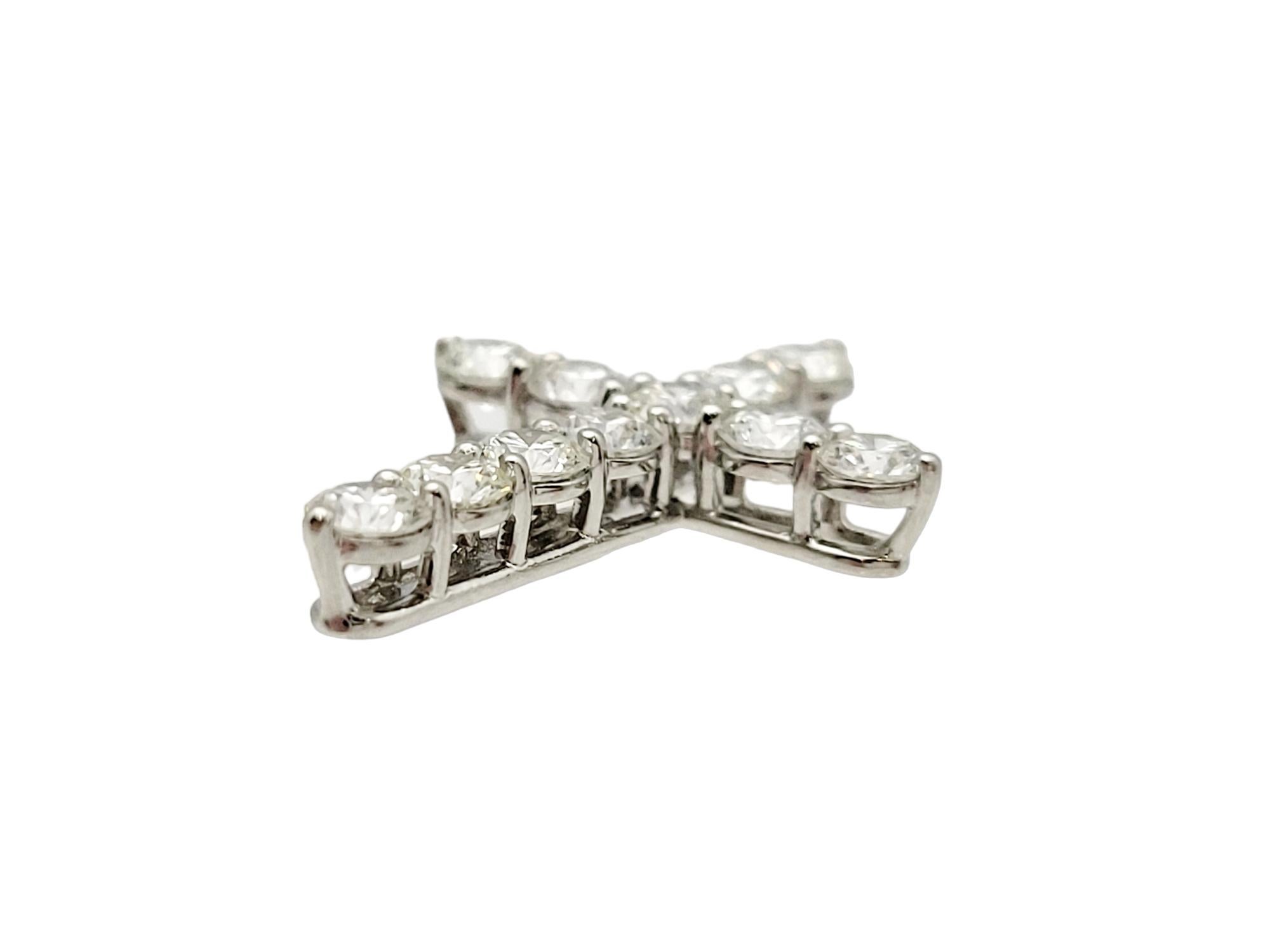 Contemporary Tiffany & Co. 2.00 Carat Total Round Diamond Cross Pendant in Platinum 