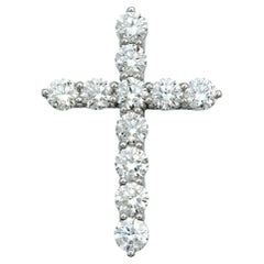 Tiffany & Co. 2.00 Carat Total Round Diamond Cross Pendant in Platinum 
