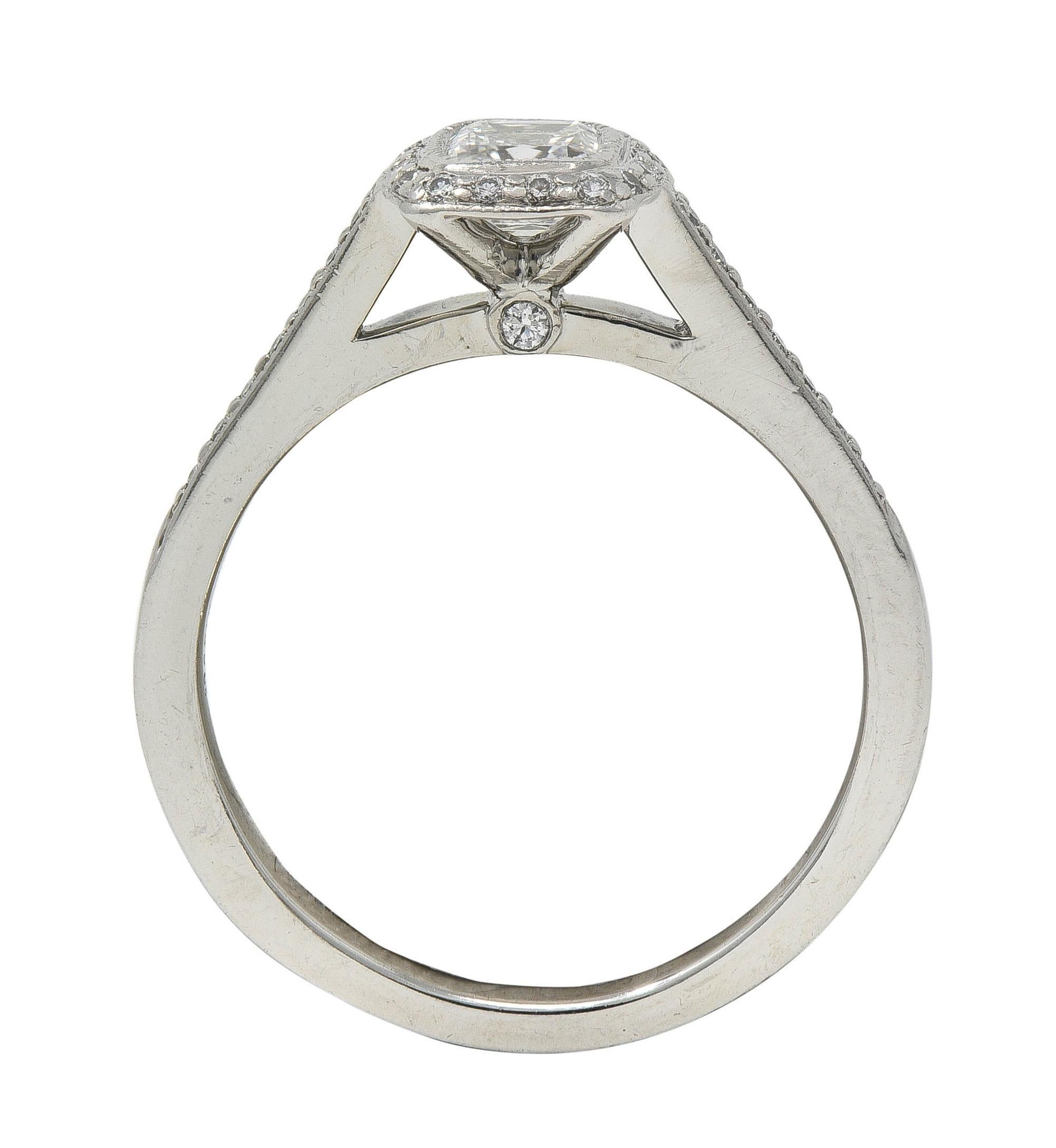 Tiffany & Co 2000's 0.59 CTW Diamond Platinum Legacy Halo Engagement Ring For Sale 5