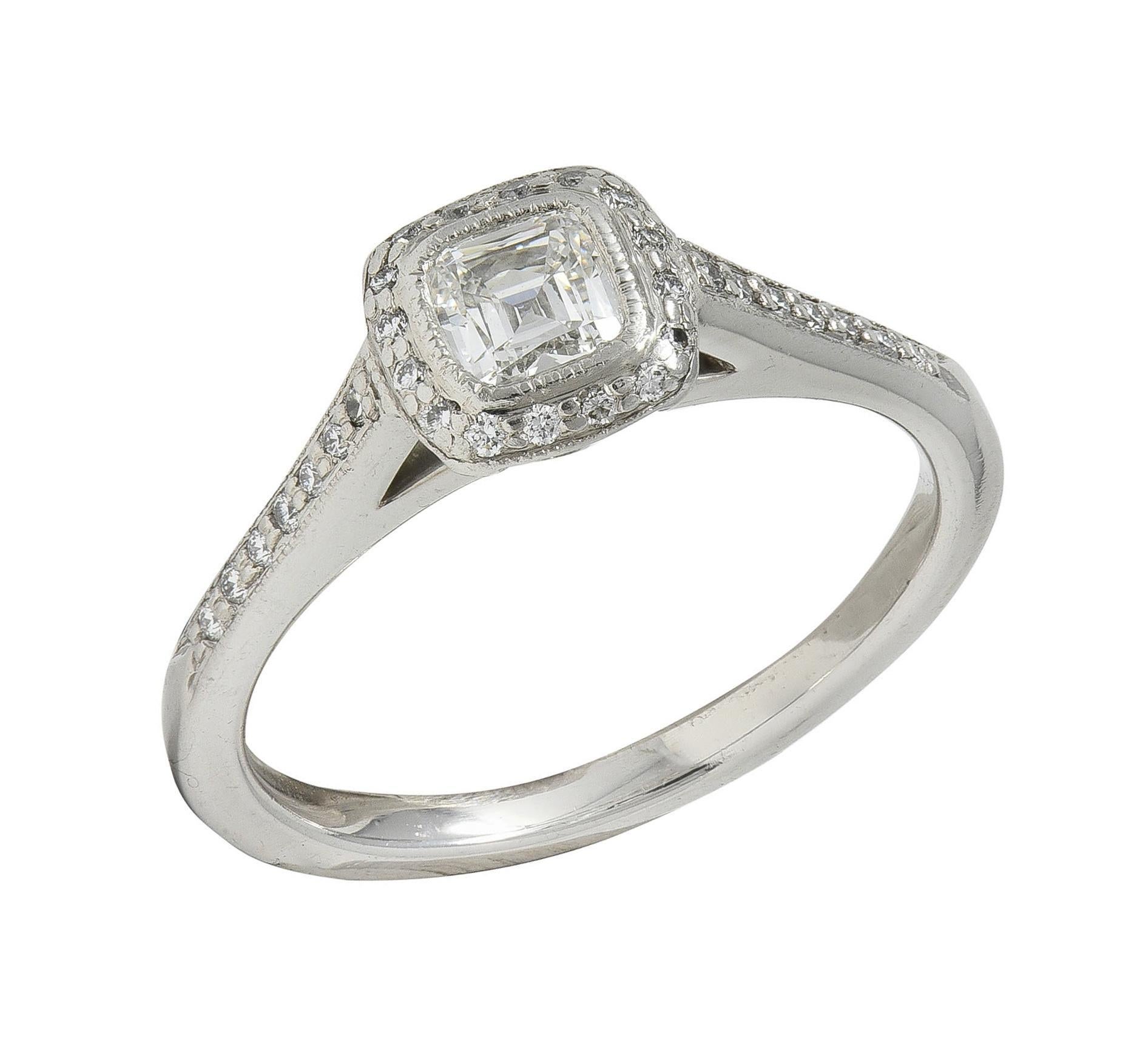 Tiffany & Co 2000's 0.59 CTW Diamond Platinum Legacy Halo Engagement Ring For Sale 6