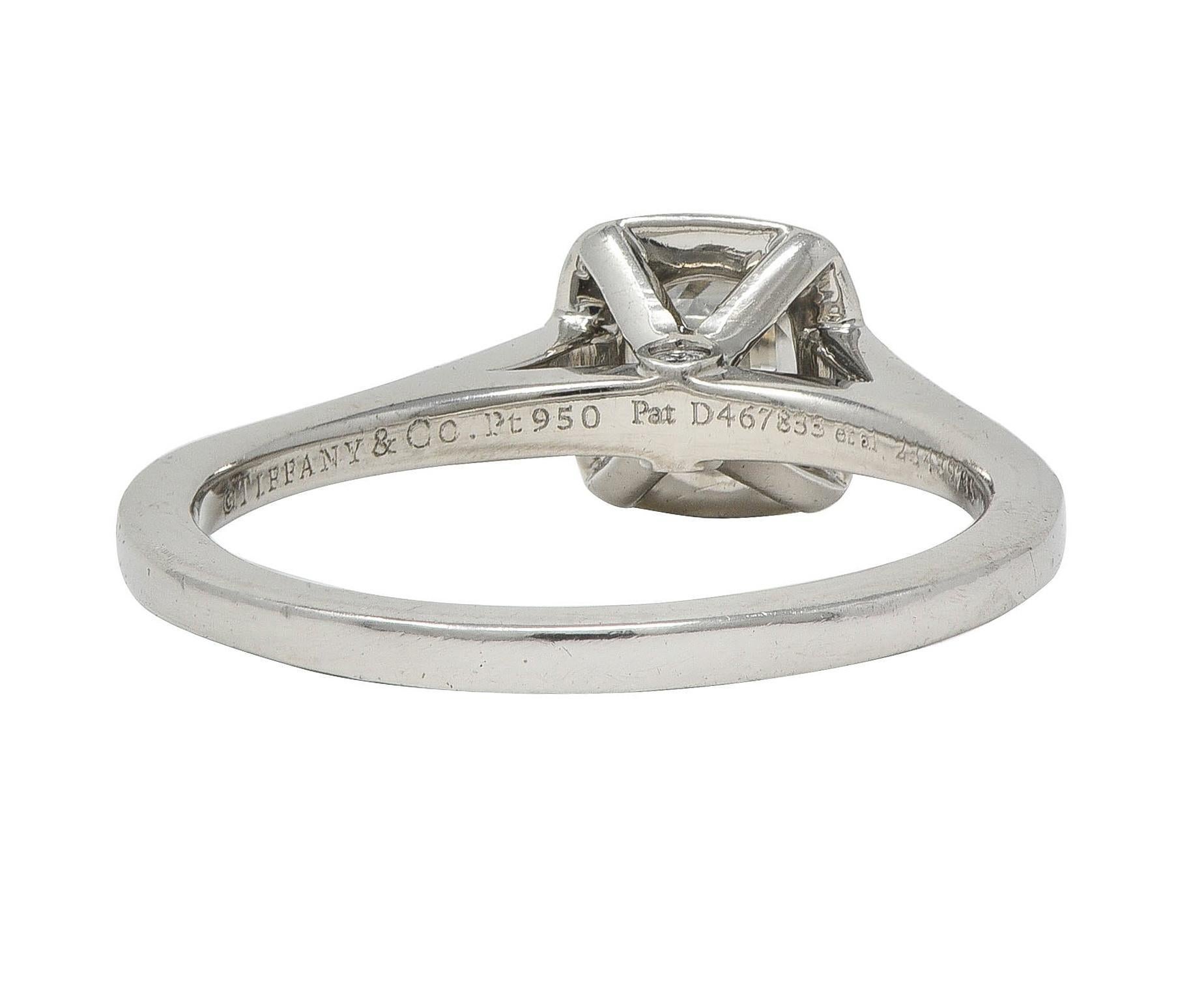 Women's or Men's Tiffany & Co 2000's 0.59 CTW Diamond Platinum Legacy Halo Engagement Ring For Sale