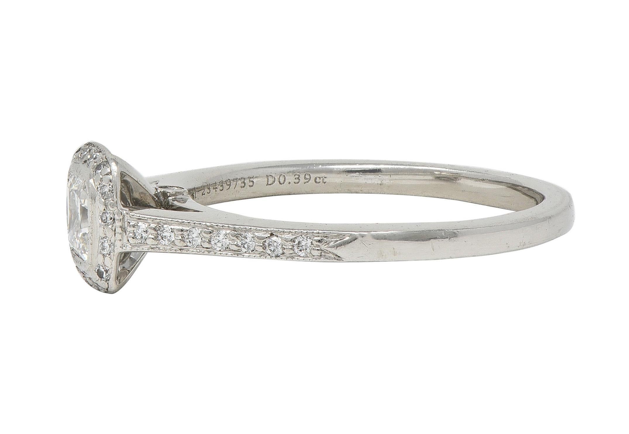 Tiffany & Co 2000's 0.59 CTW Diamond Platinum Legacy Halo Engagement Ring For Sale 1