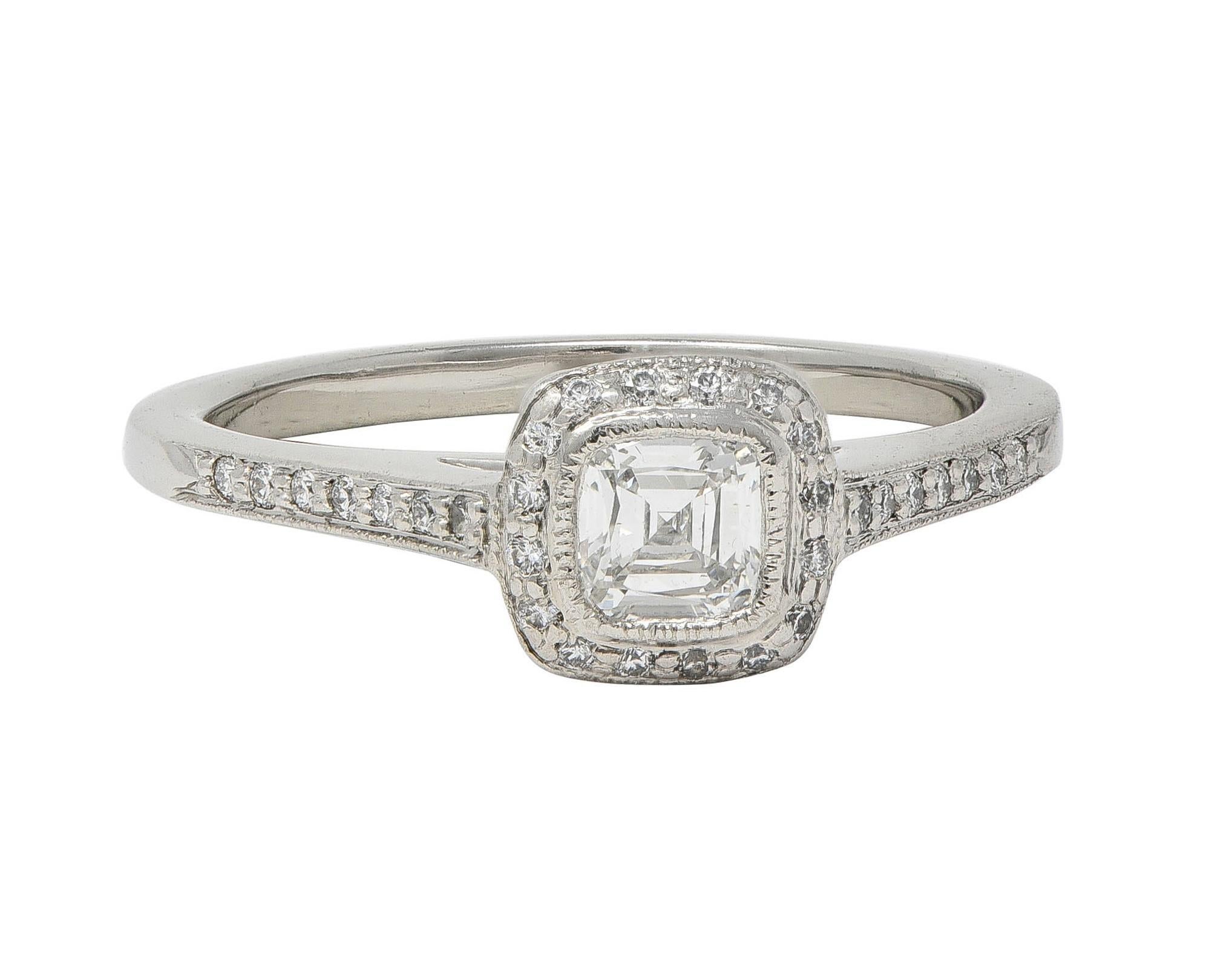 Tiffany & Co 2000's 0.59 CTW Diamond Platinum Legacy Halo Engagement Ring