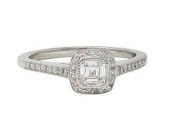 Tiffany & Co 2000's 0.59 CTW Diamond Platinum Legacy Halo Engagement Ring