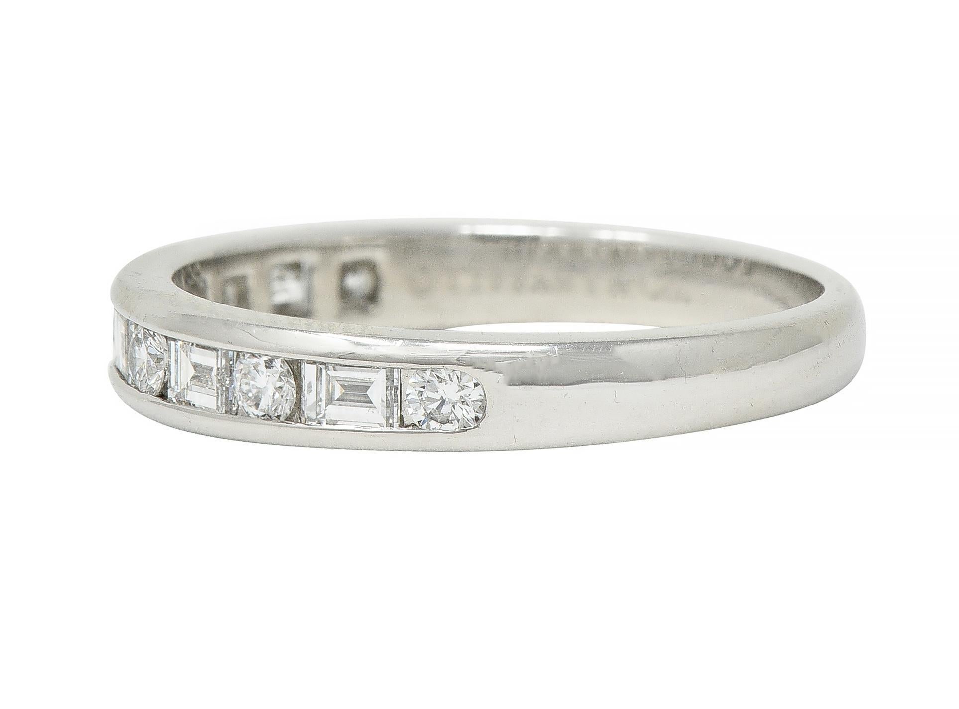 Tiffany & Co. 2000s 0.66 CTW Diamond Platinum Channel Wedding Band Ring In Excellent Condition In Philadelphia, PA