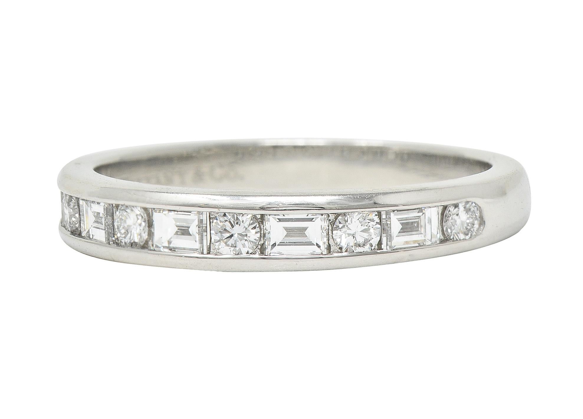 Women's or Men's Tiffany & Co. 2000s 0.66 CTW Diamond Platinum Channel Wedding Band Ring