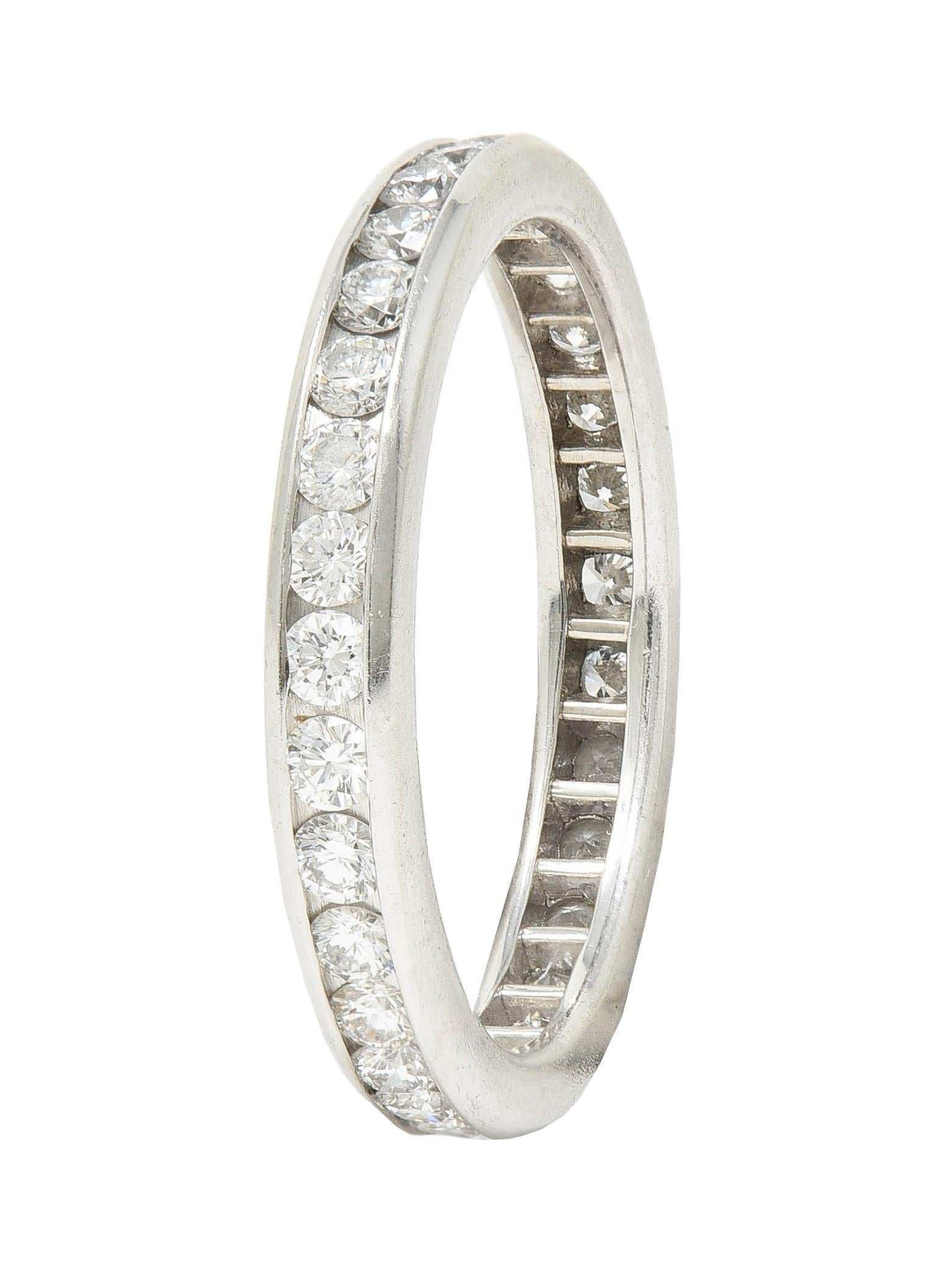 Brilliant Cut Tiffany & Co. 2000's 0.90 CTW Diamond Platinum Eternity Wedding Band Ring For Sale