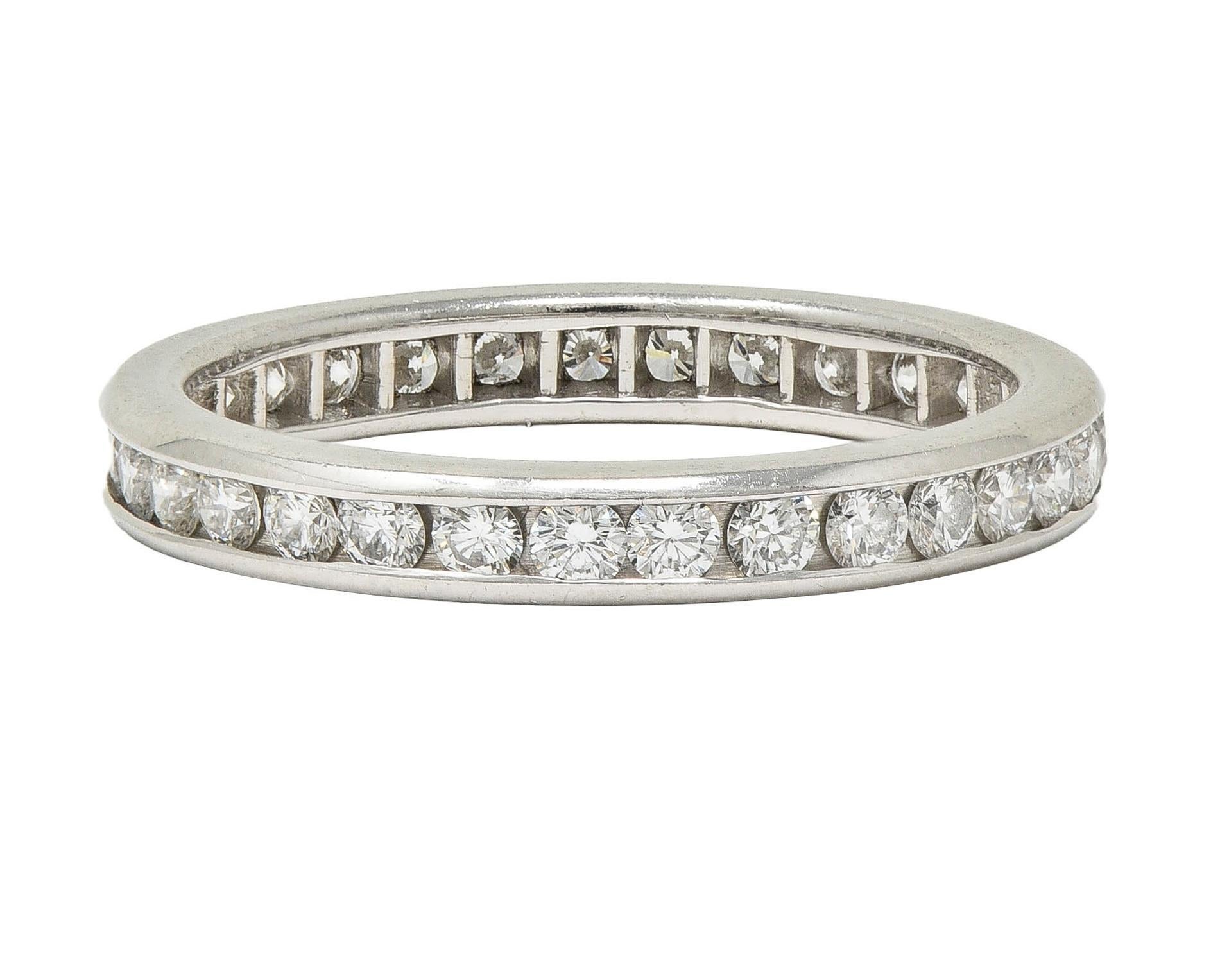 Tiffany & Co. 2000's 0.90 CTW Diamond Platinum Eternity Wedding Band Ring For Sale 1