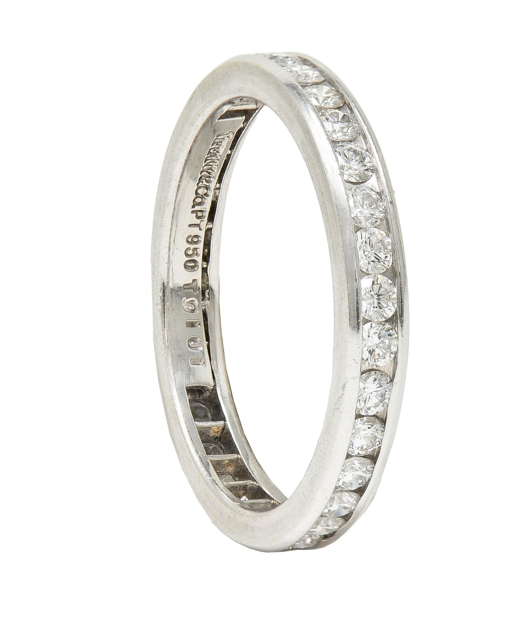 Tiffany & Co. 2000's 0.90 CTW Diamond Platinum Eternity Wedding Band Ring For Sale 3