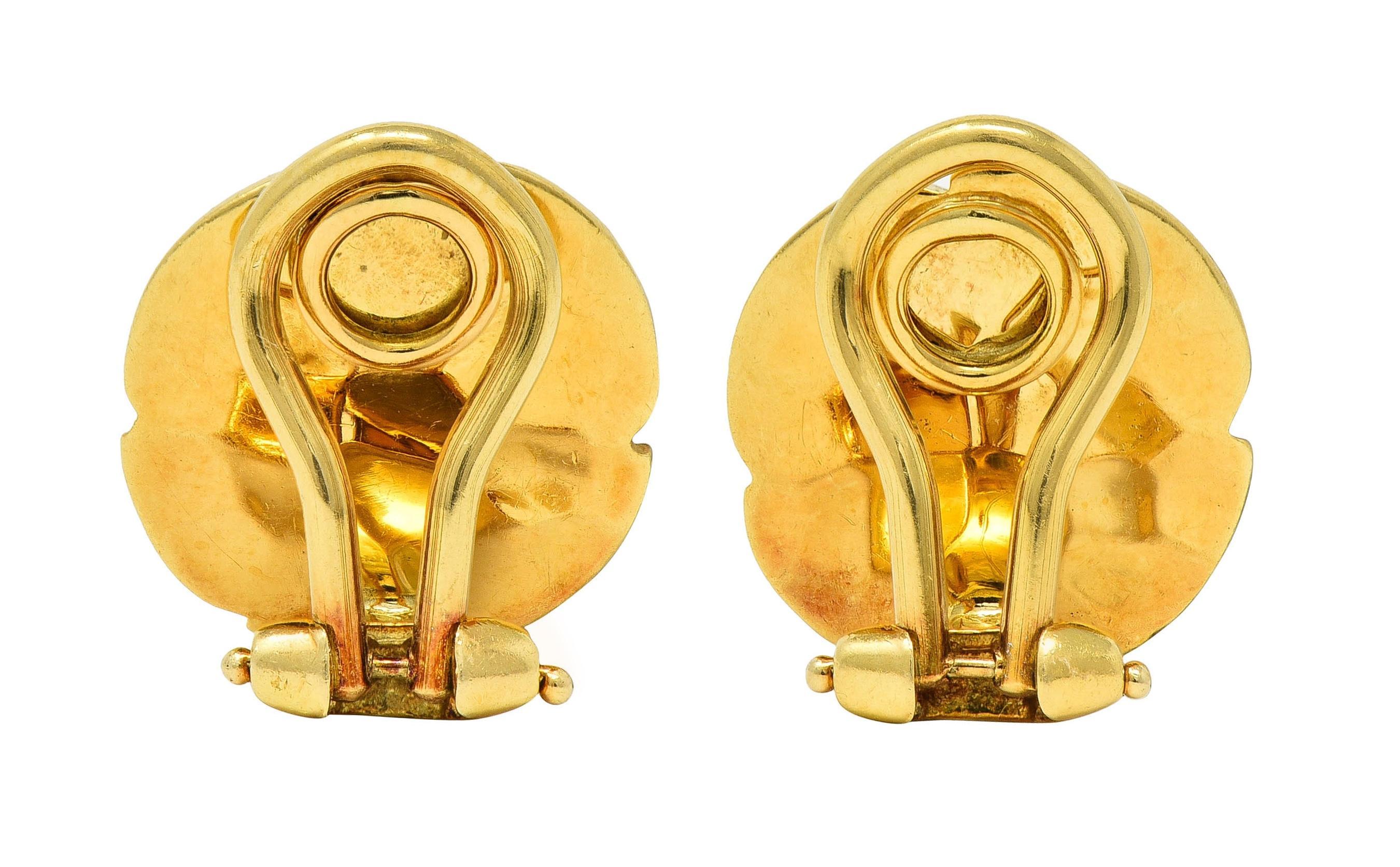 Women's or Men's Tiffany & Co. 2000's 18 Karat Yellow Gold Intaglio Dragonfly Ear-Clip Earrings For Sale