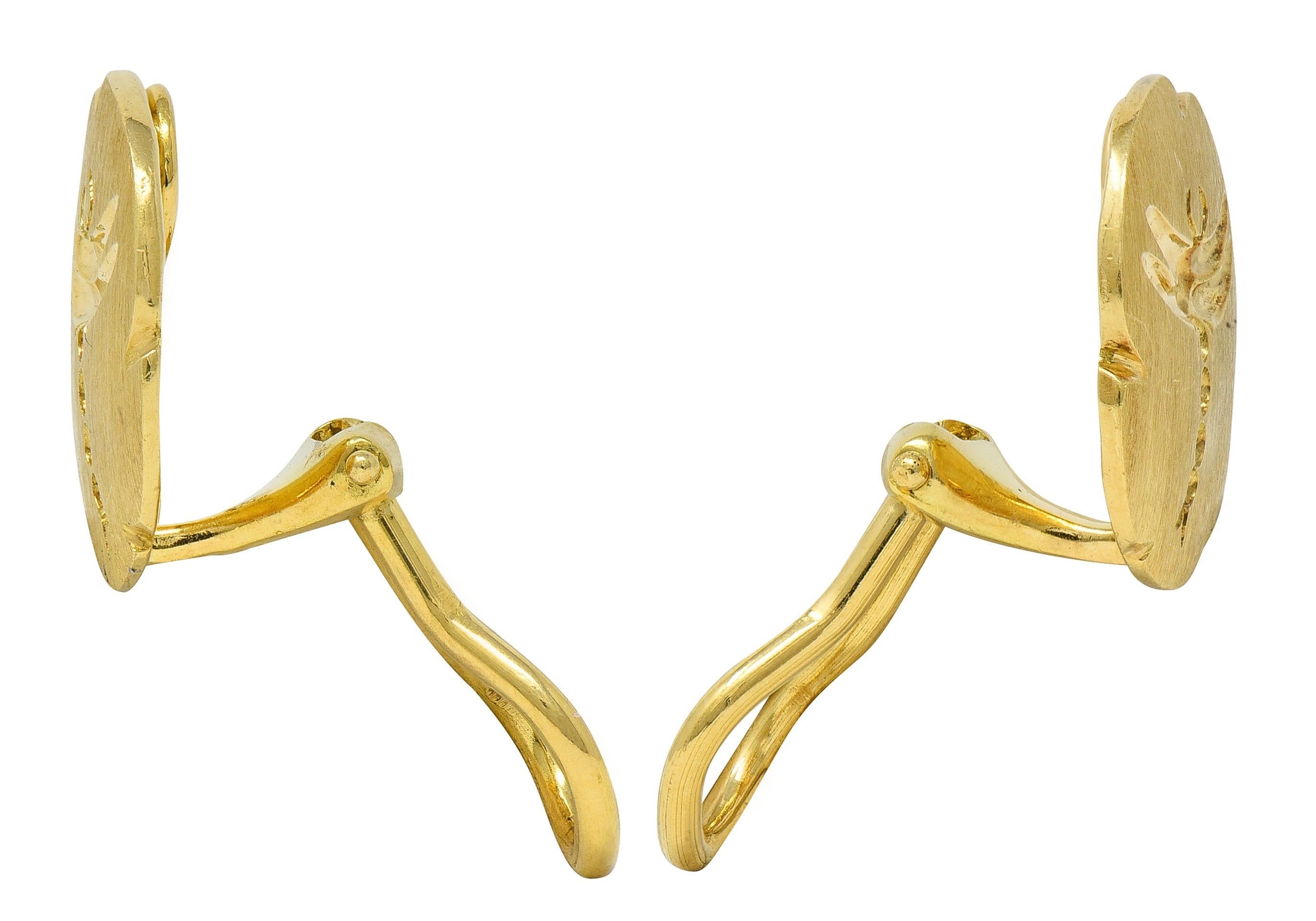 Orecchini Tiffany & Co. 2000 in oro giallo 18 carati a forma di libellula, con clip all'orecchio in vendita 1