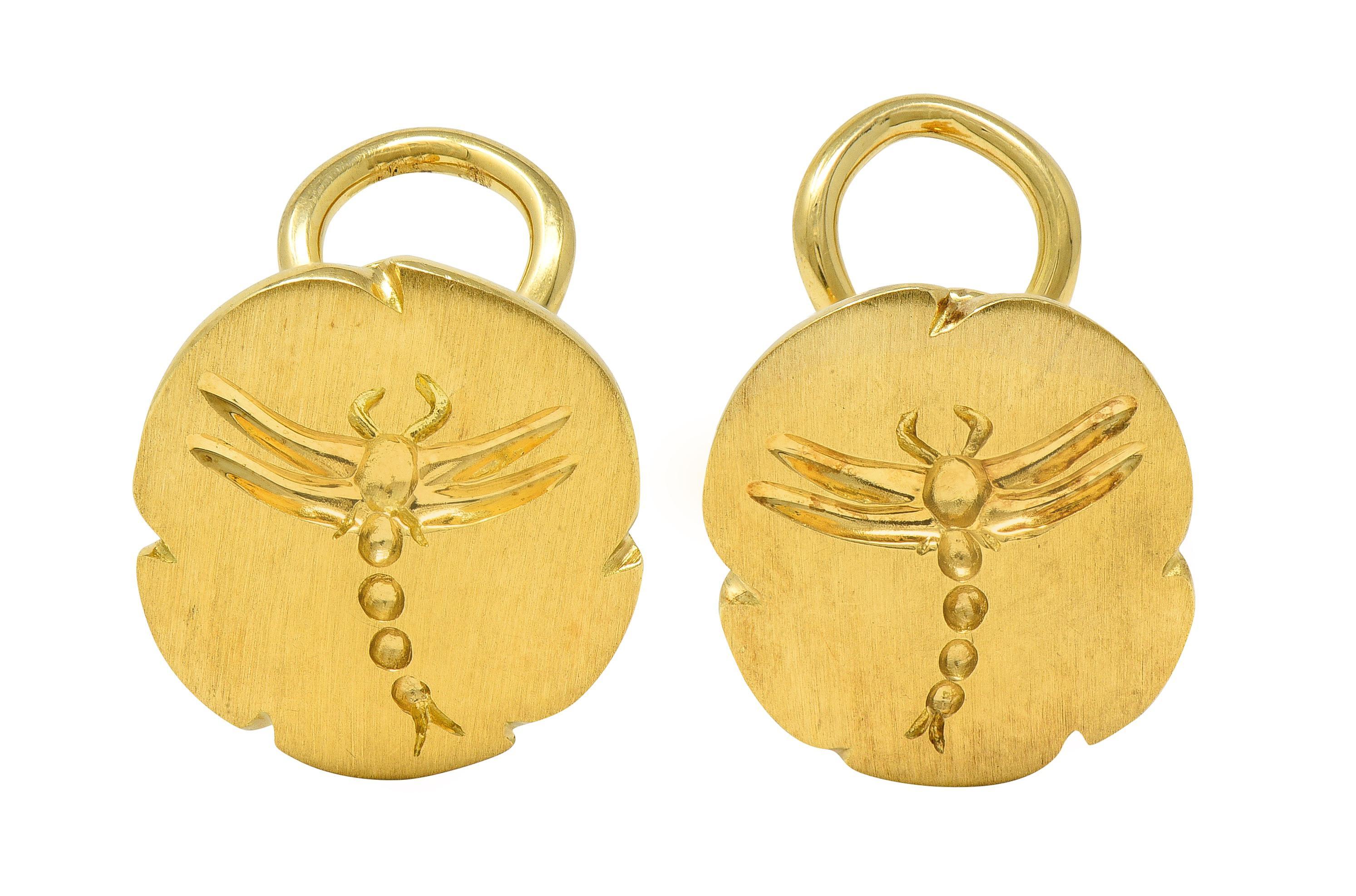 Orecchini Tiffany & Co. 2000 in oro giallo 18 carati a forma di libellula, con clip all'orecchio in vendita 3