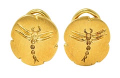 Orecchini Tiffany & Co. 2000 in oro giallo 18 carati a forma di libellula, con clip all'orecchio