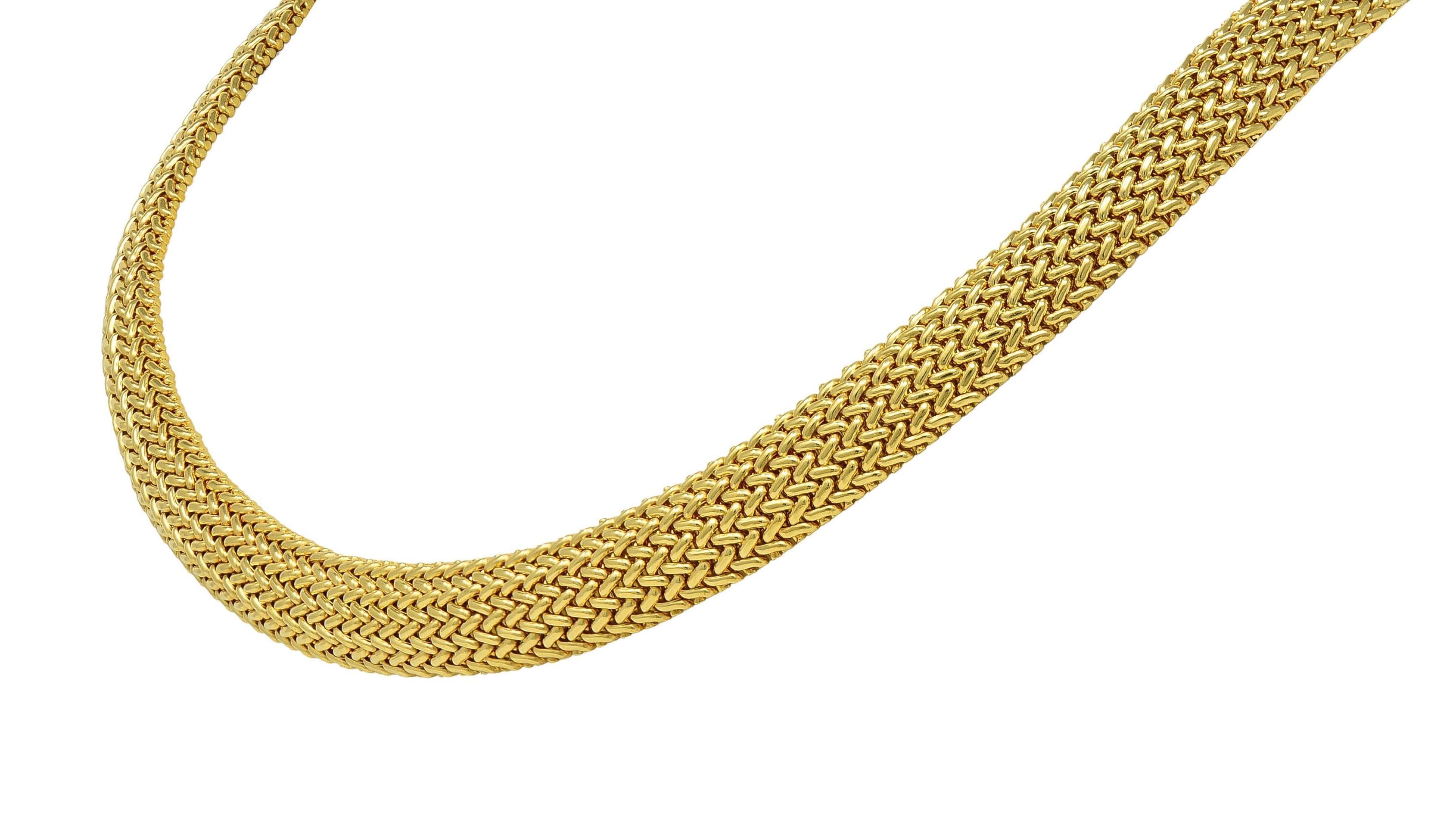 Women's or Men's Tiffany & Co. 2000's 18 Karat Yellow Gold Vintage Somerset Woven Collar Necklace For Sale