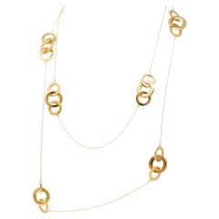 Tiffany & Co. 2000's 18K Gold Vintage 1837 Interlocking Rings Station Necklace