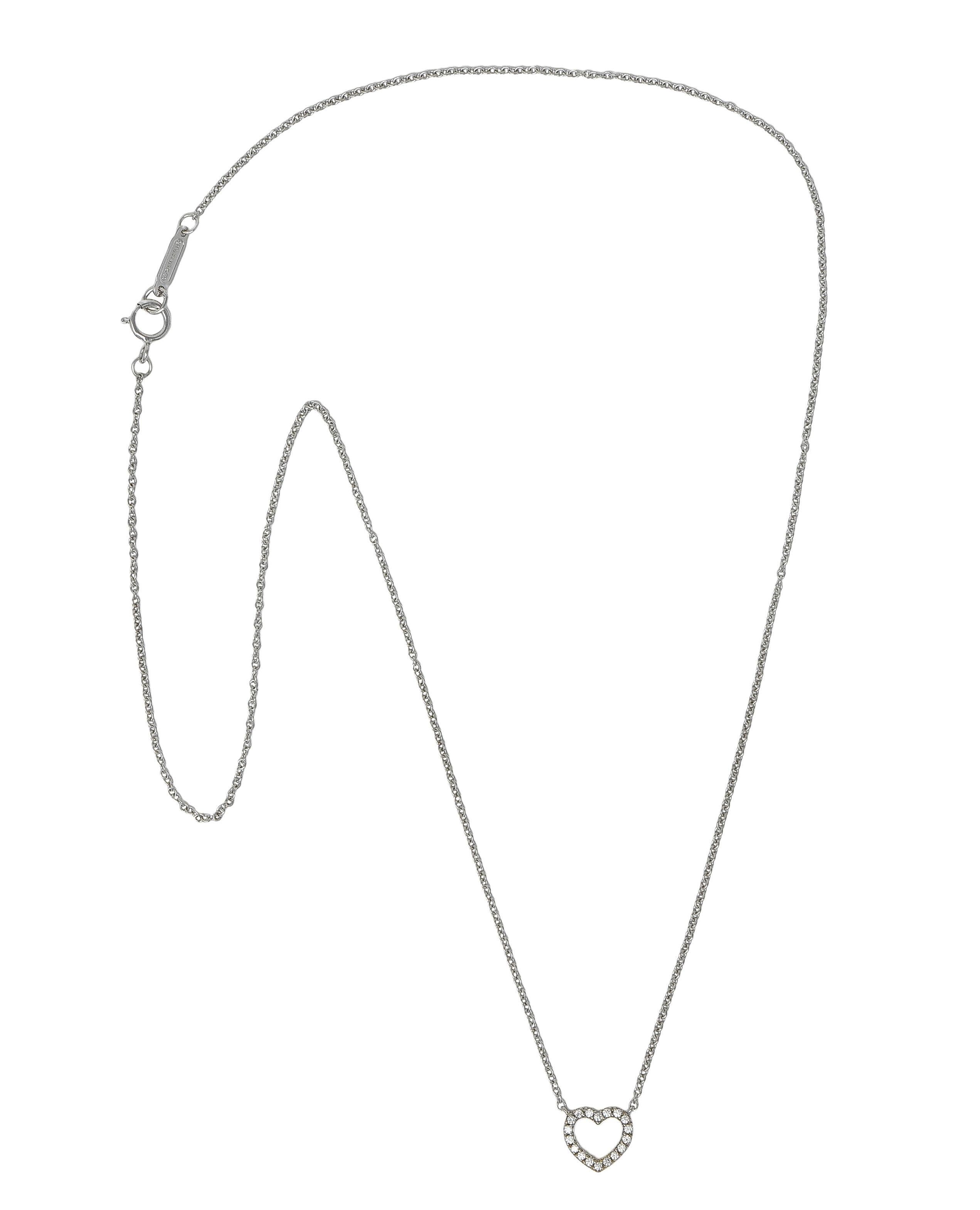 Contemporaneo Tiffany & Co. 2000 Collana con diamanti in oro bianco 18 carati a forma di cuore in vendita